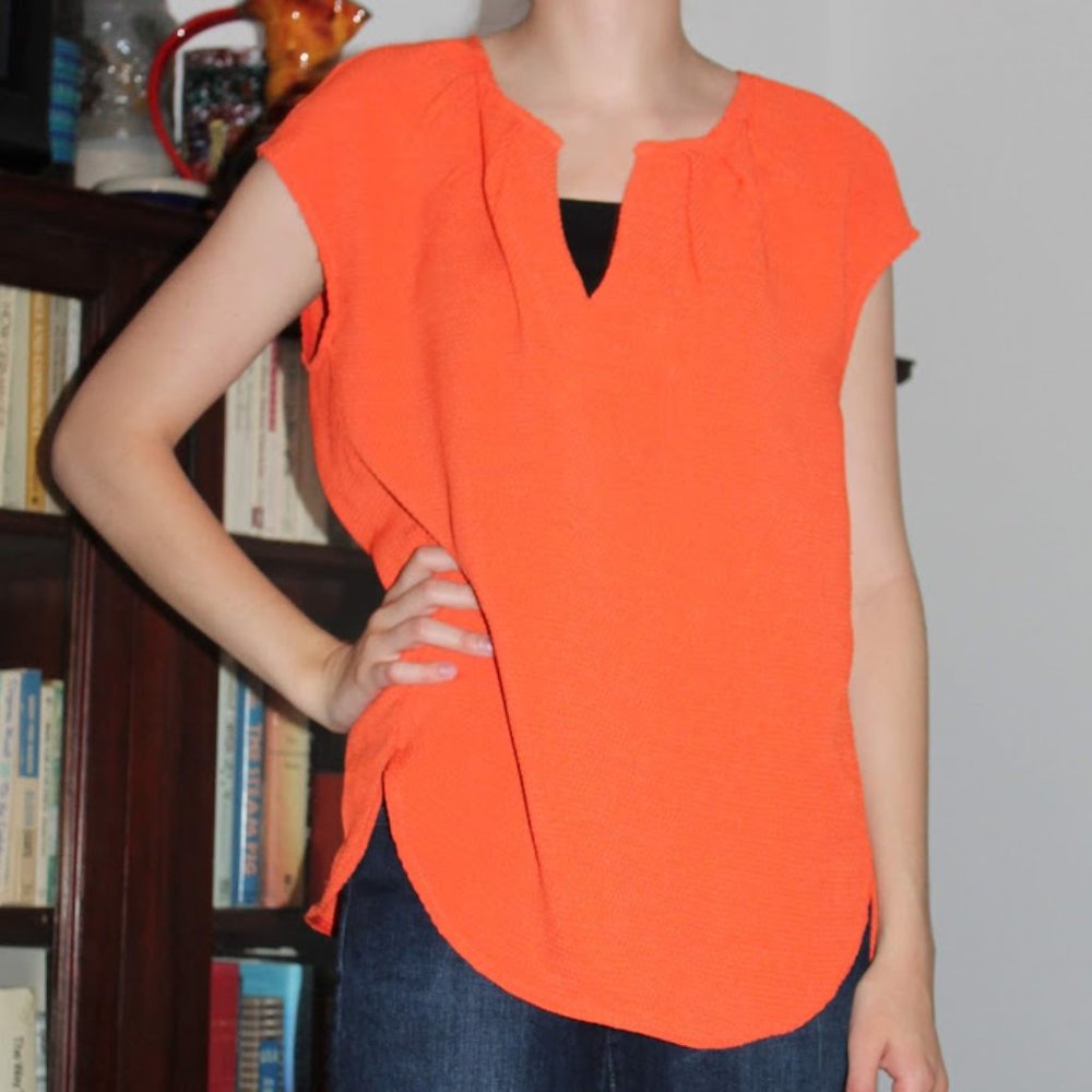 Orange J. Crew textured blouse size 8